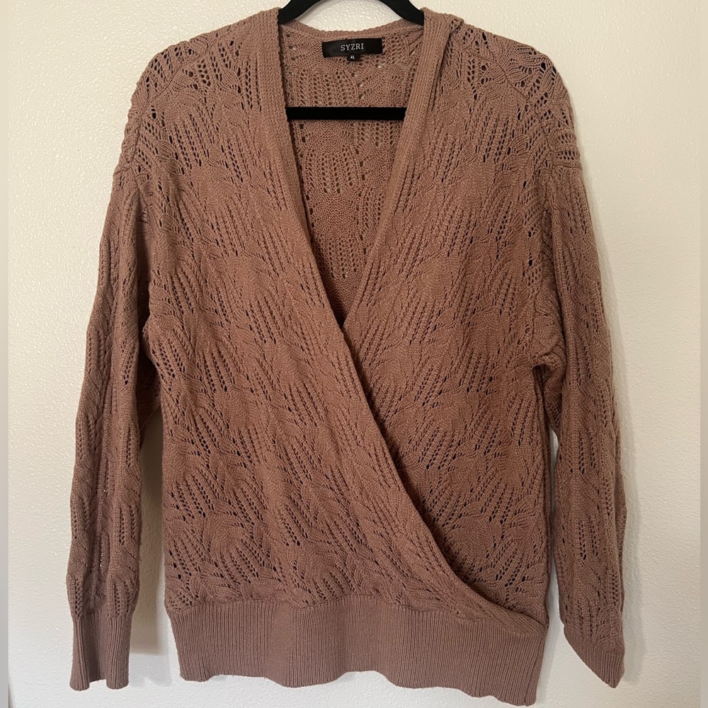 SYZRI Faux Wrap Sweater